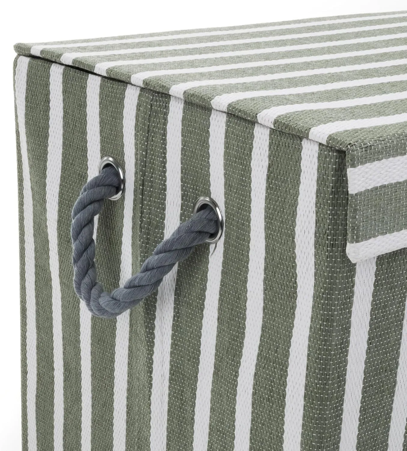 Minky 72L Laundry Hamper Basket | Green Stripe | 40x30x60cm