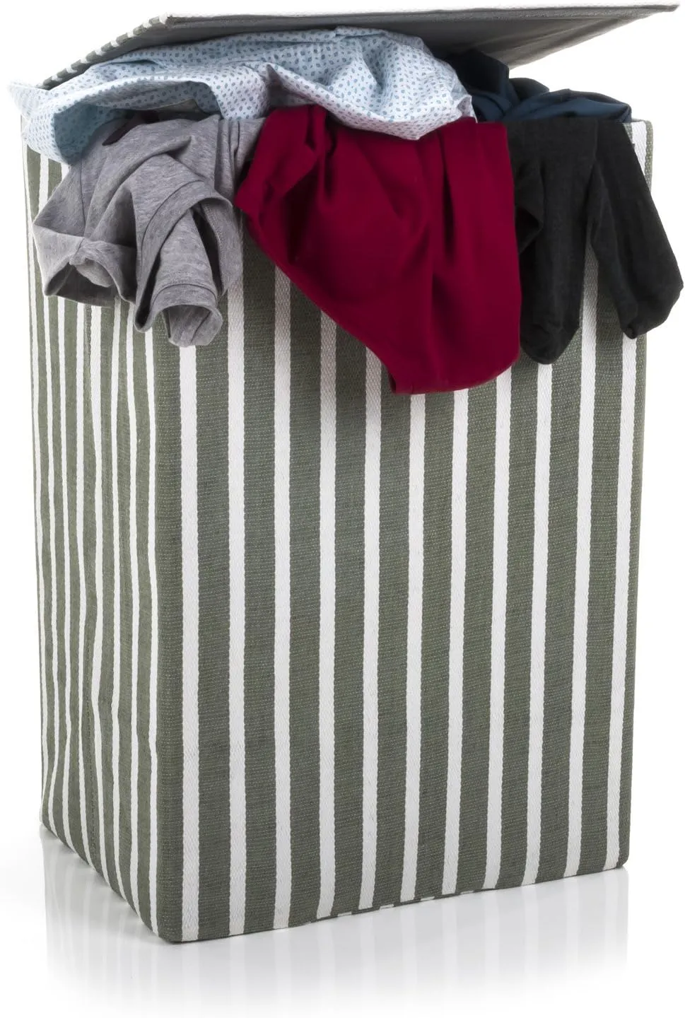 Minky 72L Laundry Hamper Basket | Green Stripe | 40x30x60cm