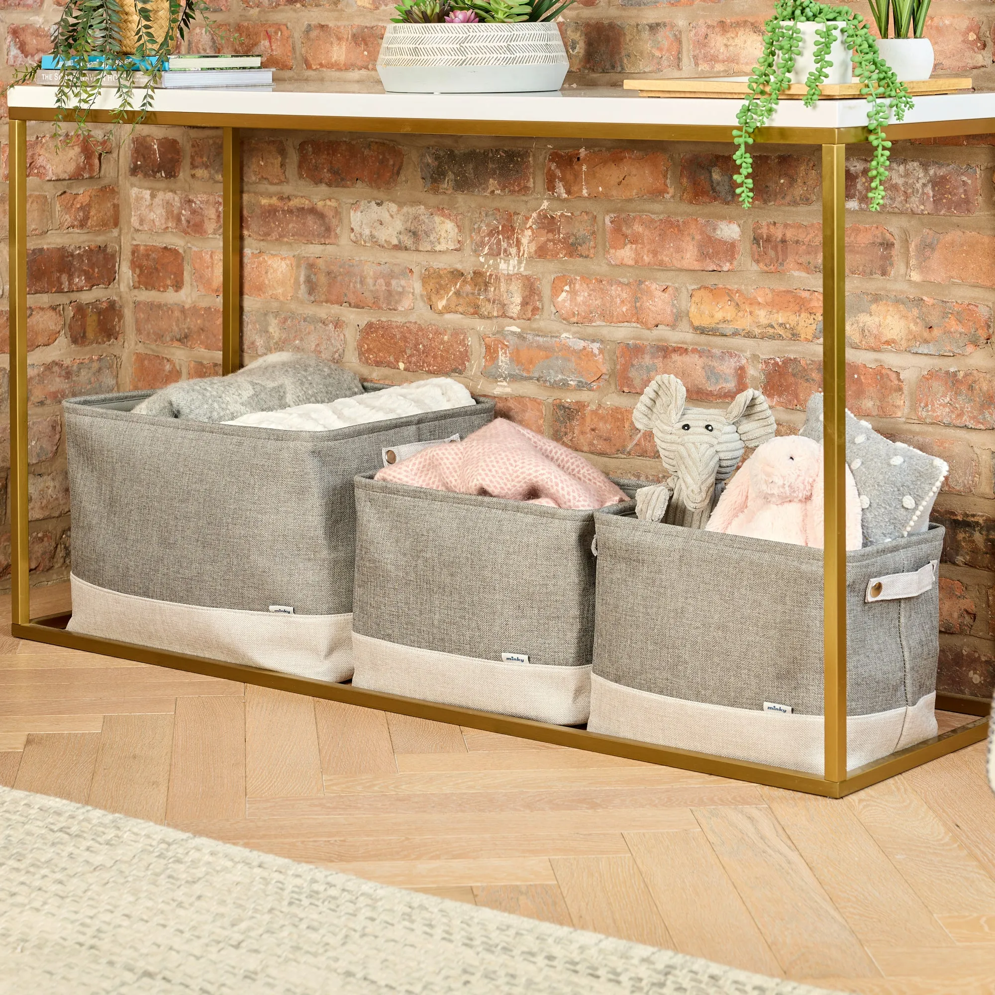 Minky Laundry Basket Set - 3 Fabric Washing Baskets