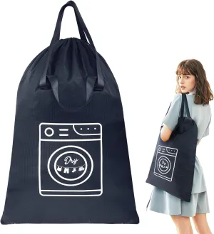 MissBoy Medium Travel Laundry Bag with Tear Resistant Fabric and Handles, Nylon Dirty Clothes Organizer, Water-resistant, Portable, for Trips, Camping, Laundry Hampers (Blue)