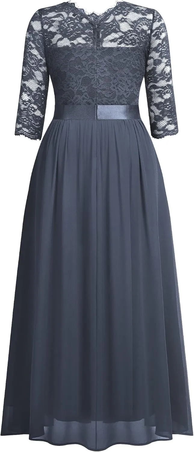 Miusol Women's Formal Floral Lace Plus Size Wedding Maxi Dress