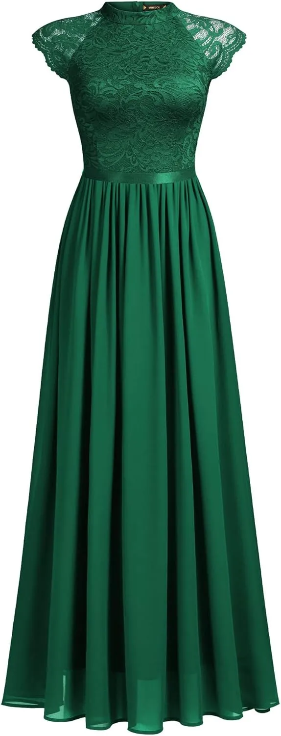 Miusol Women's Formal Sleeveless Floral Lace Bridesmaid Party Maxi Dress