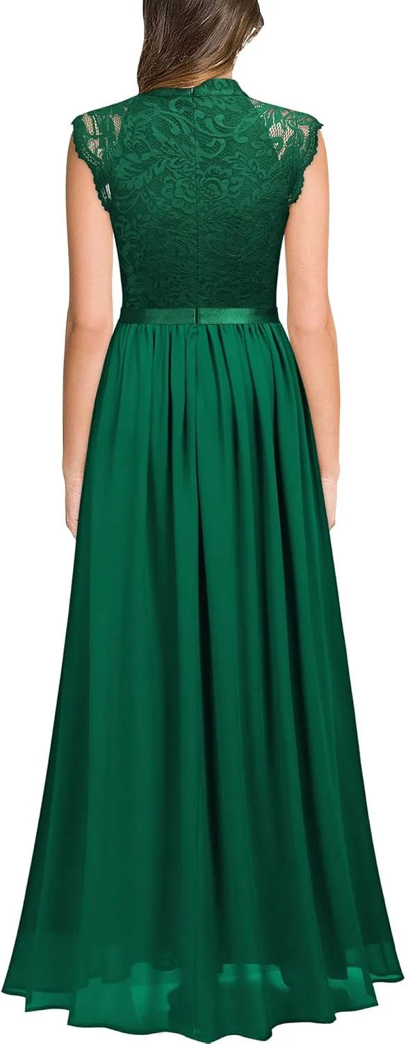 Miusol Women's Formal Sleeveless Floral Lace Bridesmaid Party Maxi Dress