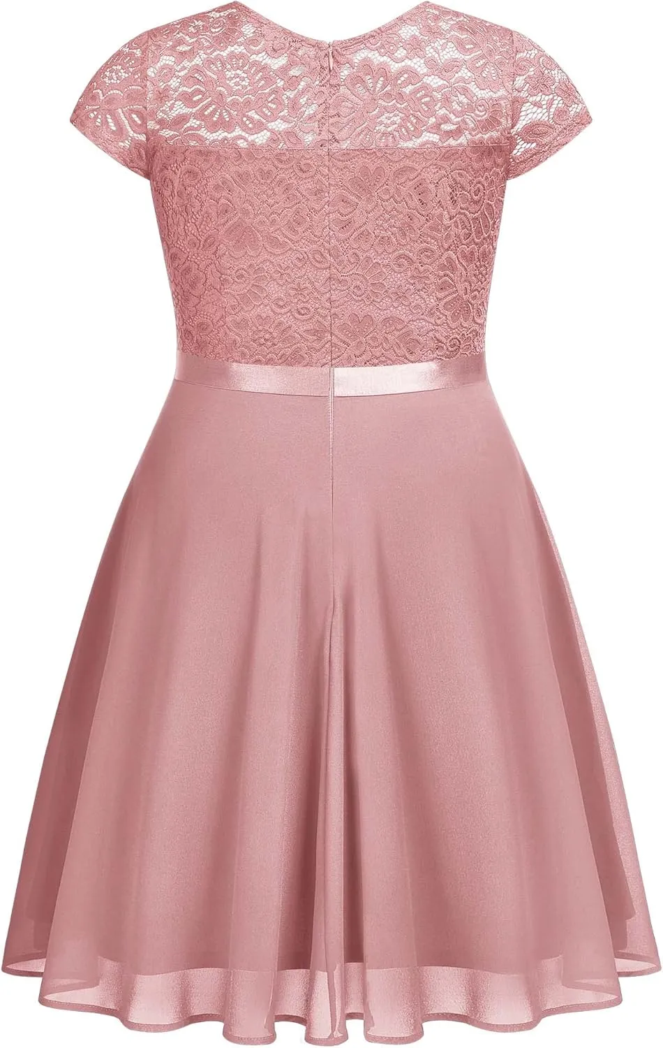 Miusol Women's Plus Size Ruffle Floral Lace Contrast Chiffon Formal Bridesmaid Party A-Line Cocktail Dress