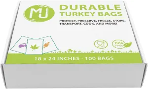 MJ 18" x 24" Nylon Turkey Bags Oven-Safe 14g 100-Pack