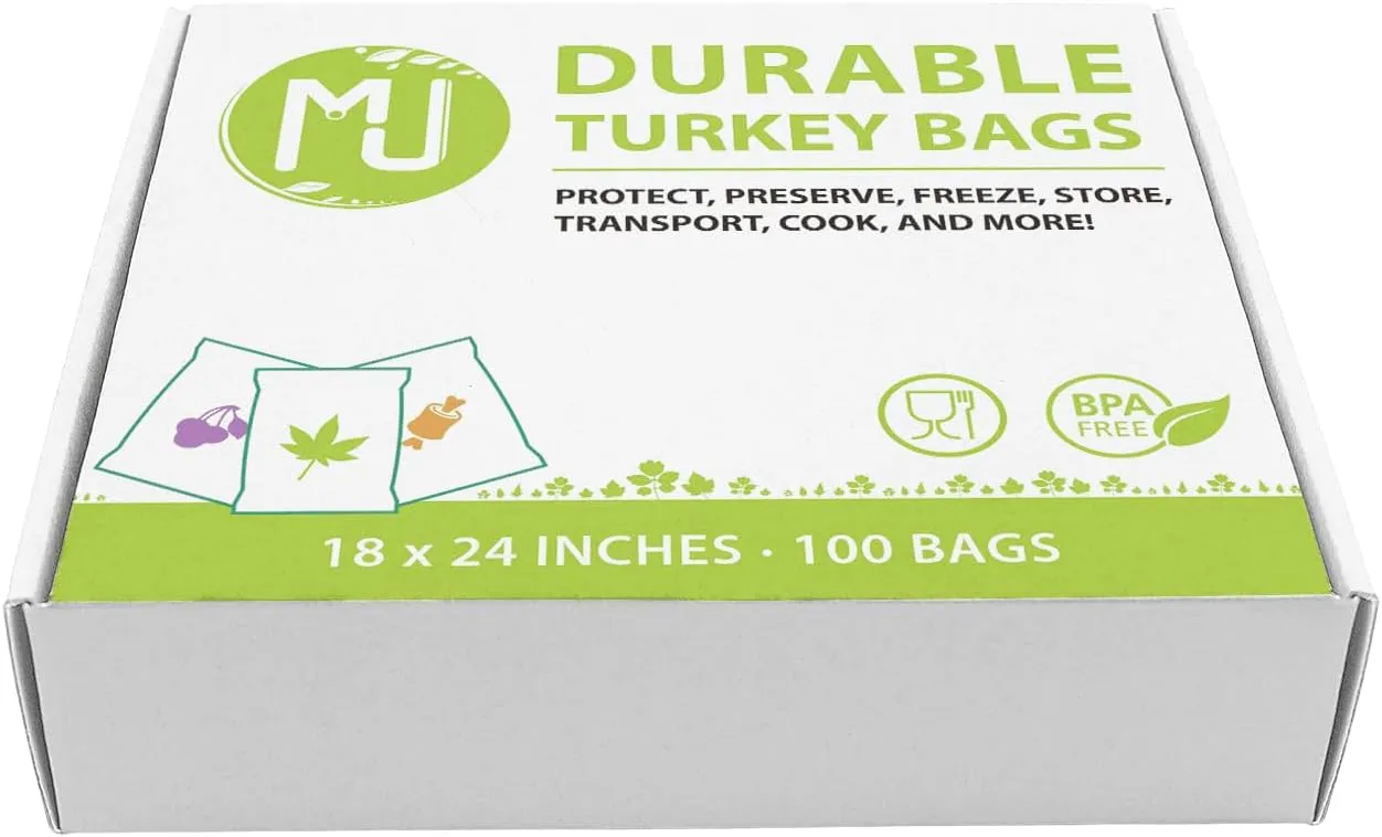 MJ 18" x 24" Nylon Turkey Bags Oven-Safe 14g 100-Pack