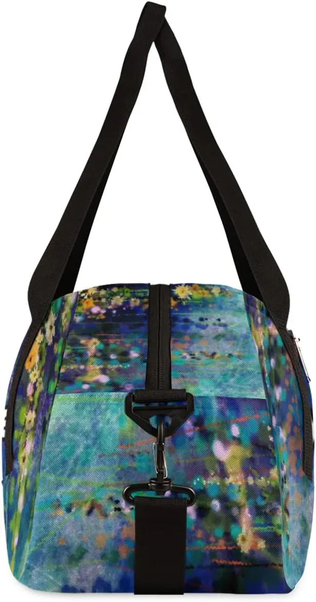 Modern Art Painting Flower Personalized Kids Duffel Bag for Girls, Flower Debris Custom Name Dance Bag Overnight Small Duffel Bag Carry On Weekend Travel Bag for School Practice Gymnastics Ballet