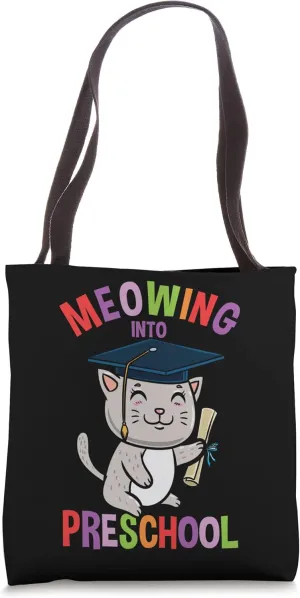 Moewing Into Preschool Cat Back To School Tote Bag