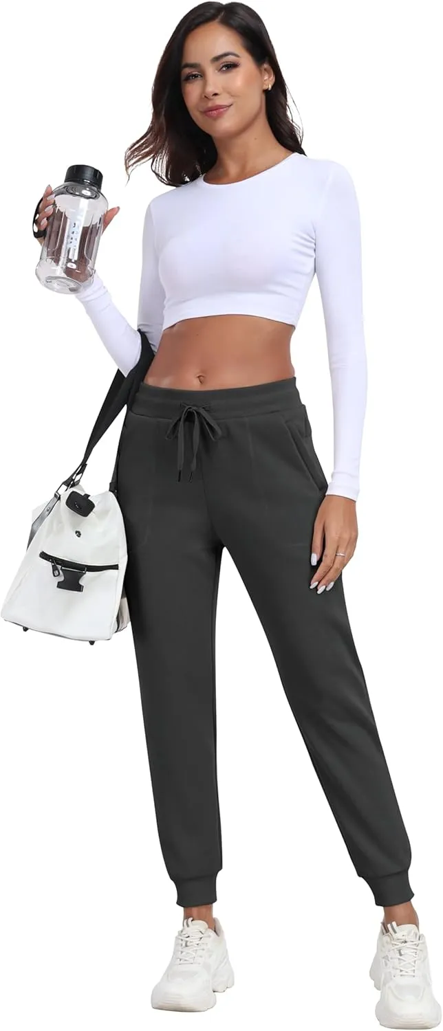 MoFiz Women's Fleece Cargo Joggers Hiking Pants High Waisted Thermal Outdoor Sweatpants for Women with Pockets