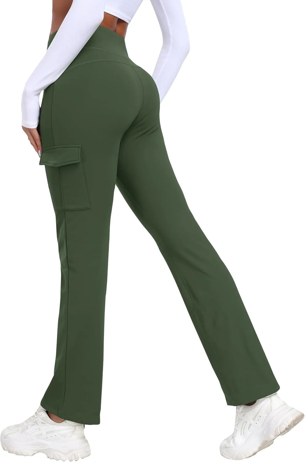 MoFiz Women's Sweatpants Fleece Lined Pants Winter Thermal Water Resistant Crossover Flare Leggings Warm Hiking Outdoor