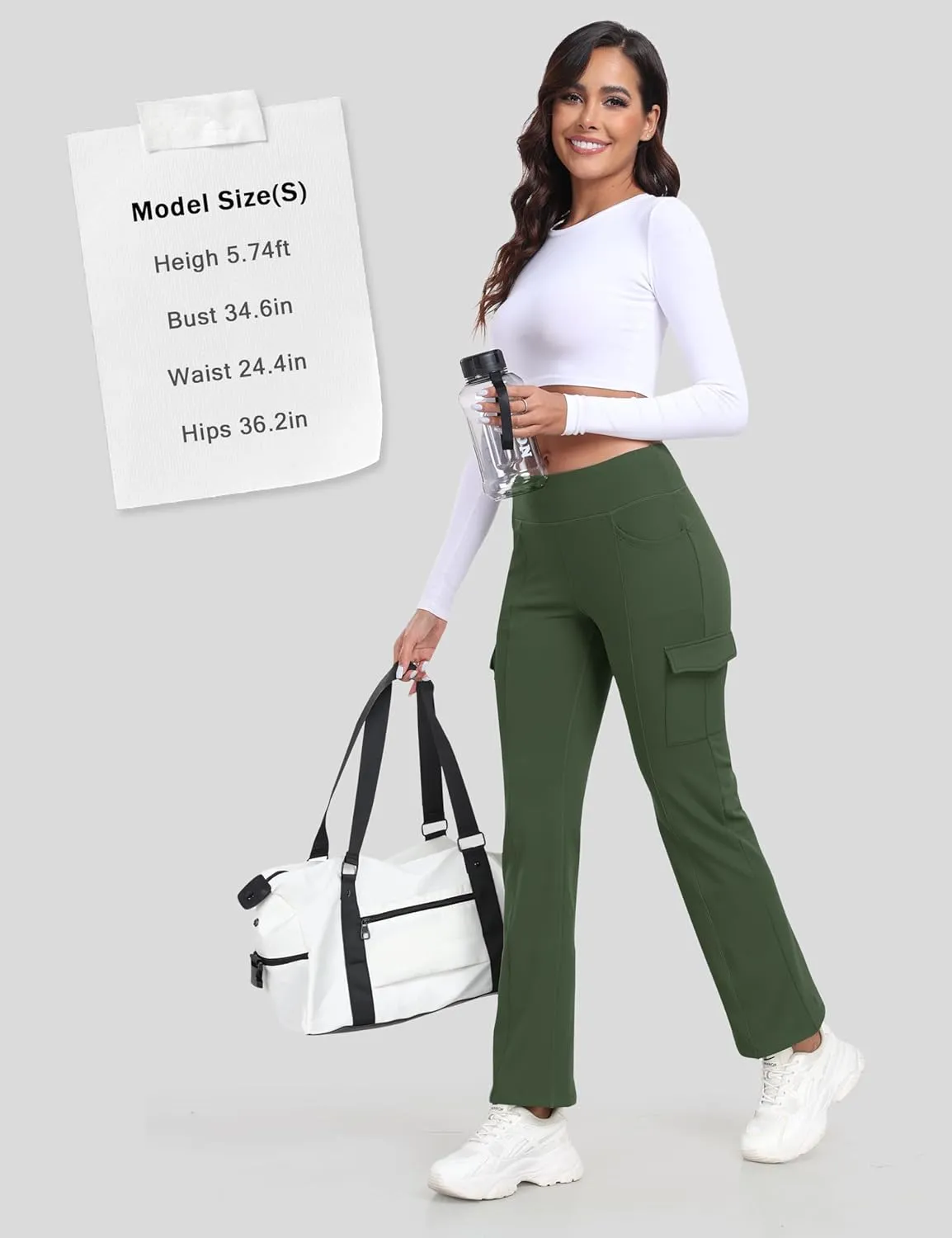 MoFiz Women's Sweatpants Fleece Lined Pants Winter Thermal Water Resistant Crossover Flare Leggings Warm Hiking Outdoor