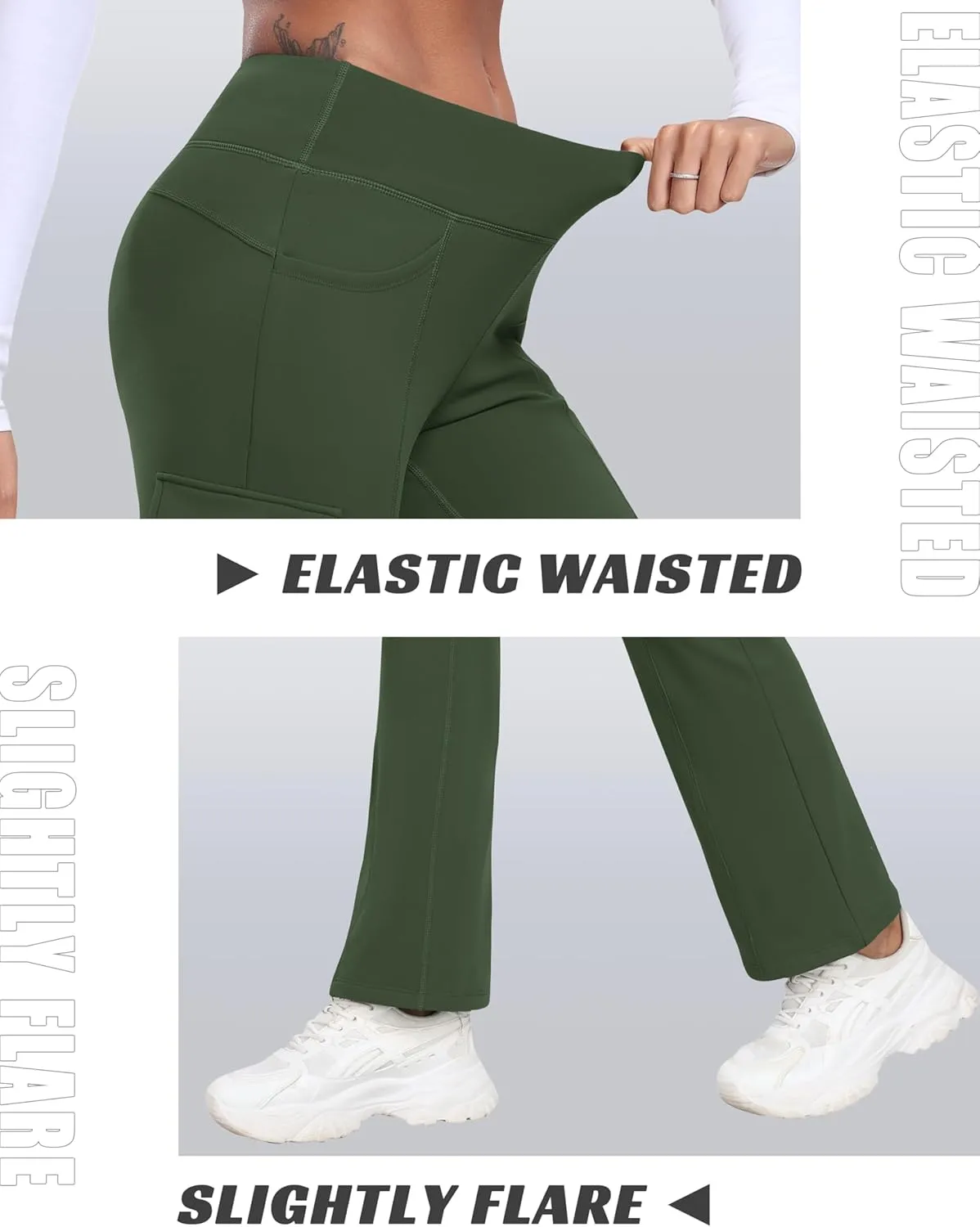 MoFiz Women's Sweatpants Fleece Lined Pants Winter Thermal Water Resistant Crossover Flare Leggings Warm Hiking Outdoor