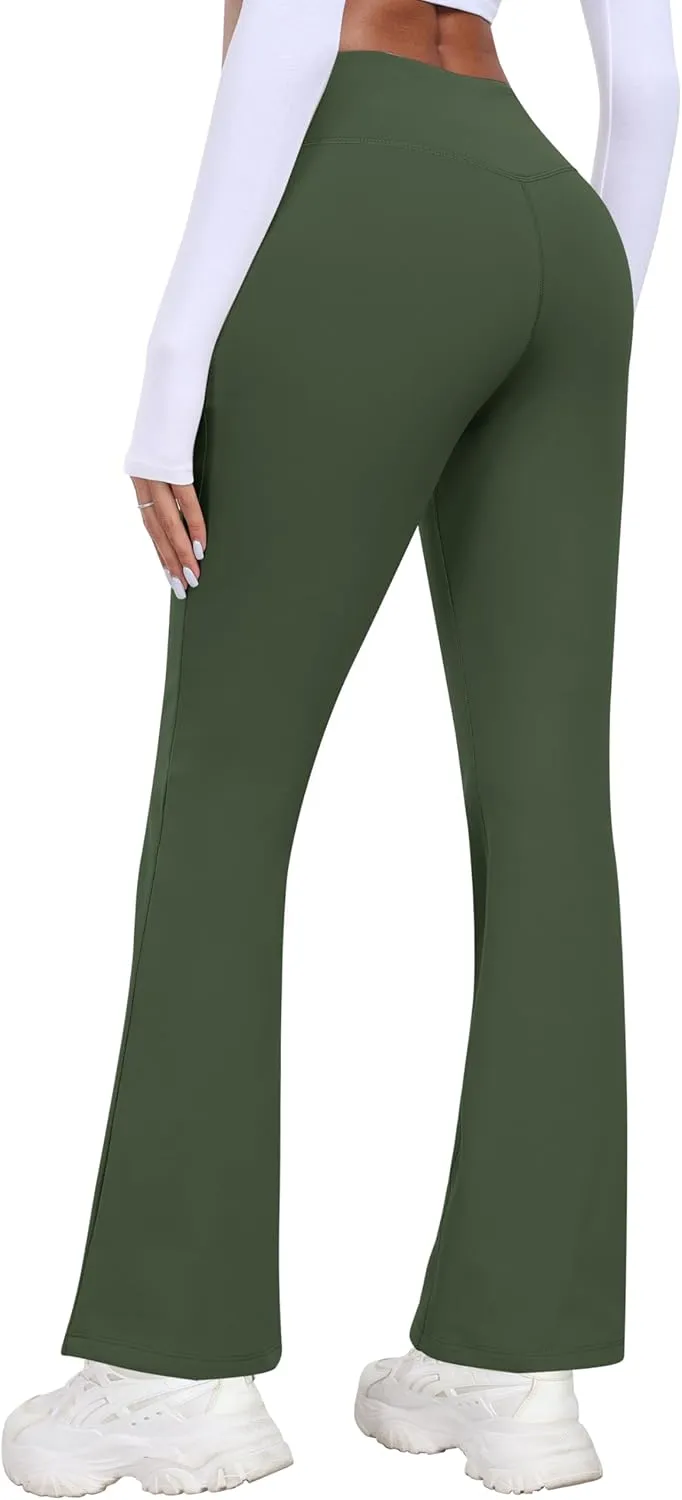 MoFiz Women's Sweatpants Fleece Lined Pants Winter Thermal Water Resistant Crossover Flare Leggings Warm Hiking Outdoor