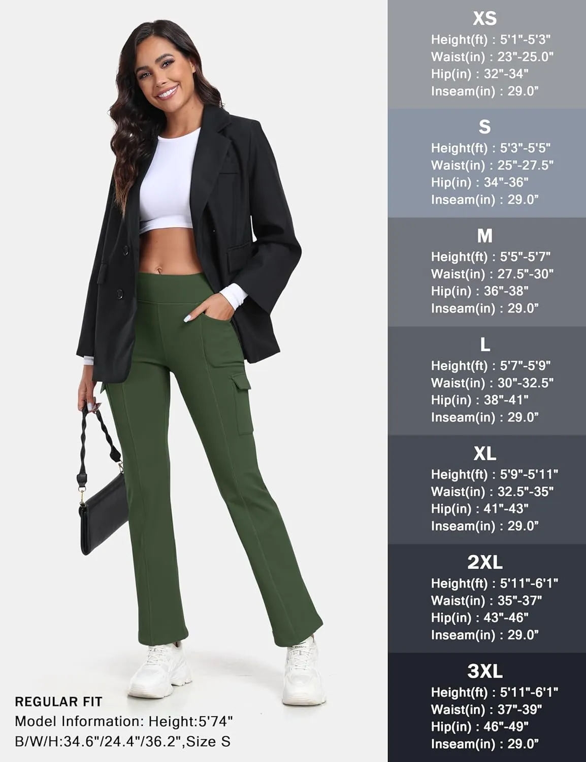 MoFiz Women's Sweatpants Fleece Lined Pants Winter Thermal Water Resistant Crossover Flare Leggings Warm Hiking Outdoor