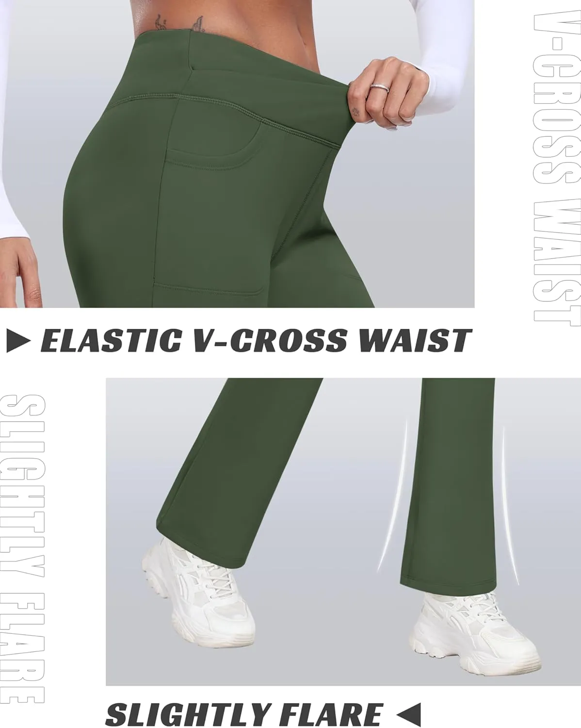 MoFiz Women's Sweatpants Fleece Lined Pants Winter Thermal Water Resistant Crossover Flare Leggings Warm Hiking Outdoor