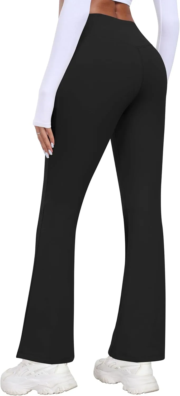 MoFiz Women's Sweatpants Fleece Lined Pants Winter Thermal Water Resistant Crossover Flare Leggings Warm Hiking Outdoor