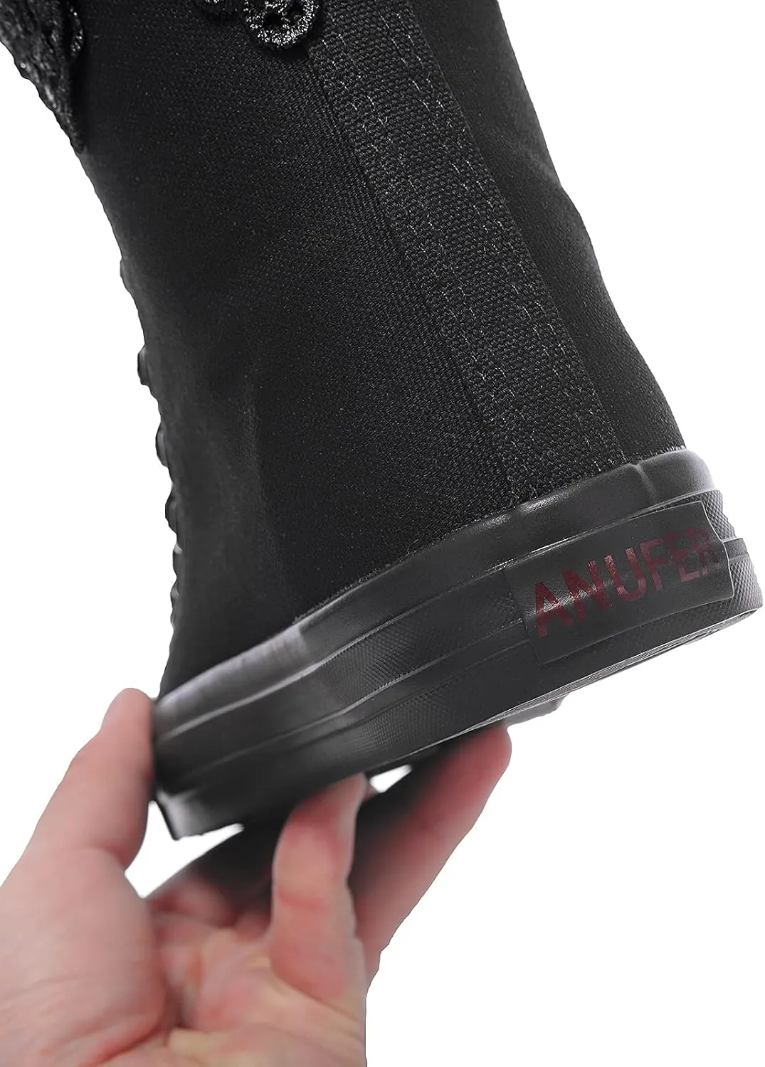 Momuk Fashion Girls Canvas Boots Knee High Sneakers Causal School Shoes Applicable for Both School Dresses or Casual Occasions for Women Size 7 B(M) US Black