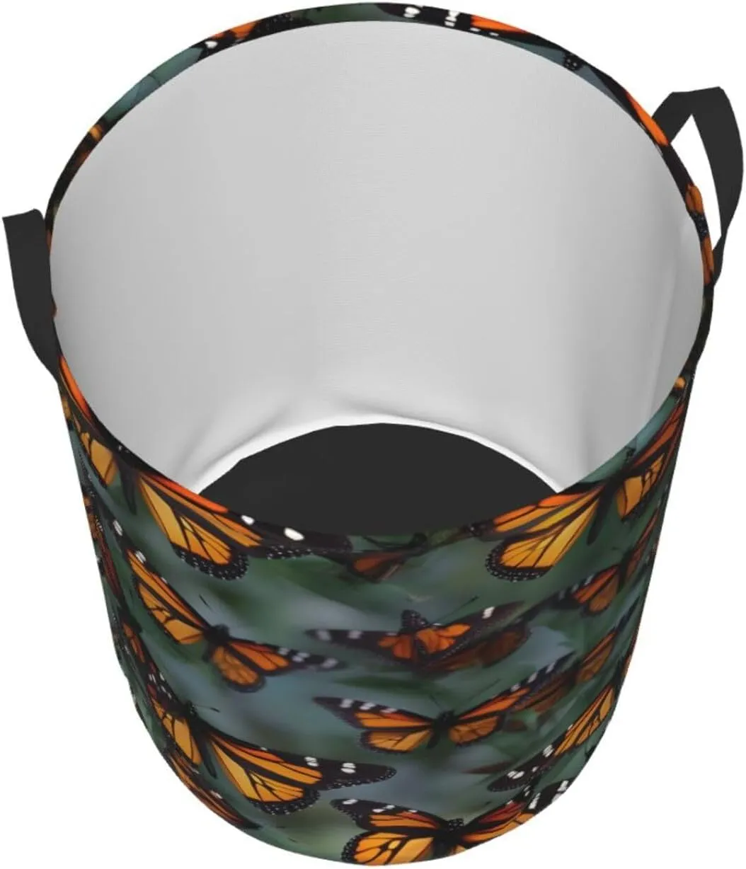 Monarch Butterflies Large Laundry Hampers, Collapsible Tall Clothes Baskets, Washing Bag For Bathroom, Bedrooms