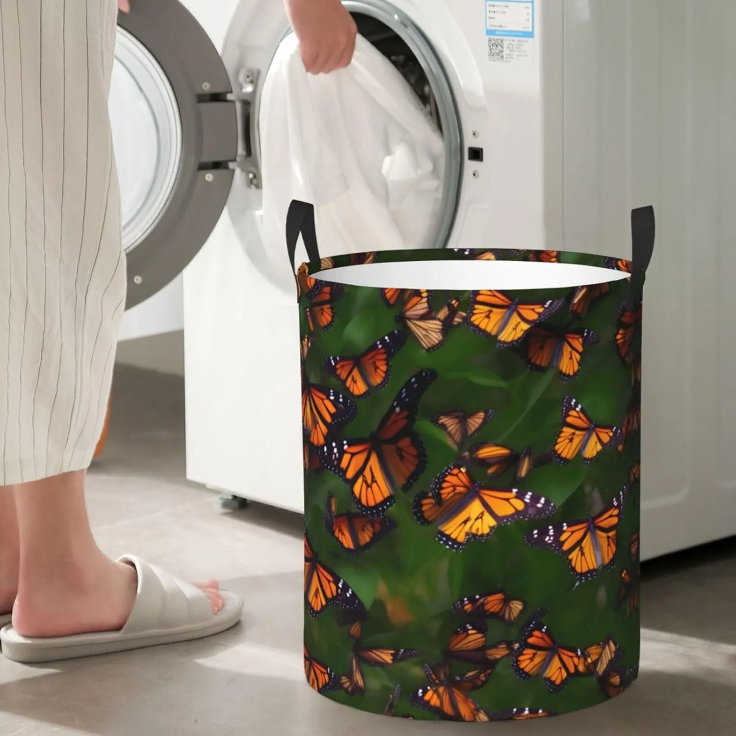 Monarch Butterflly Large Laundry Hampers, Collapsible Tall Clothes Baskets, Washing Bag For Bathroom, Bedrooms