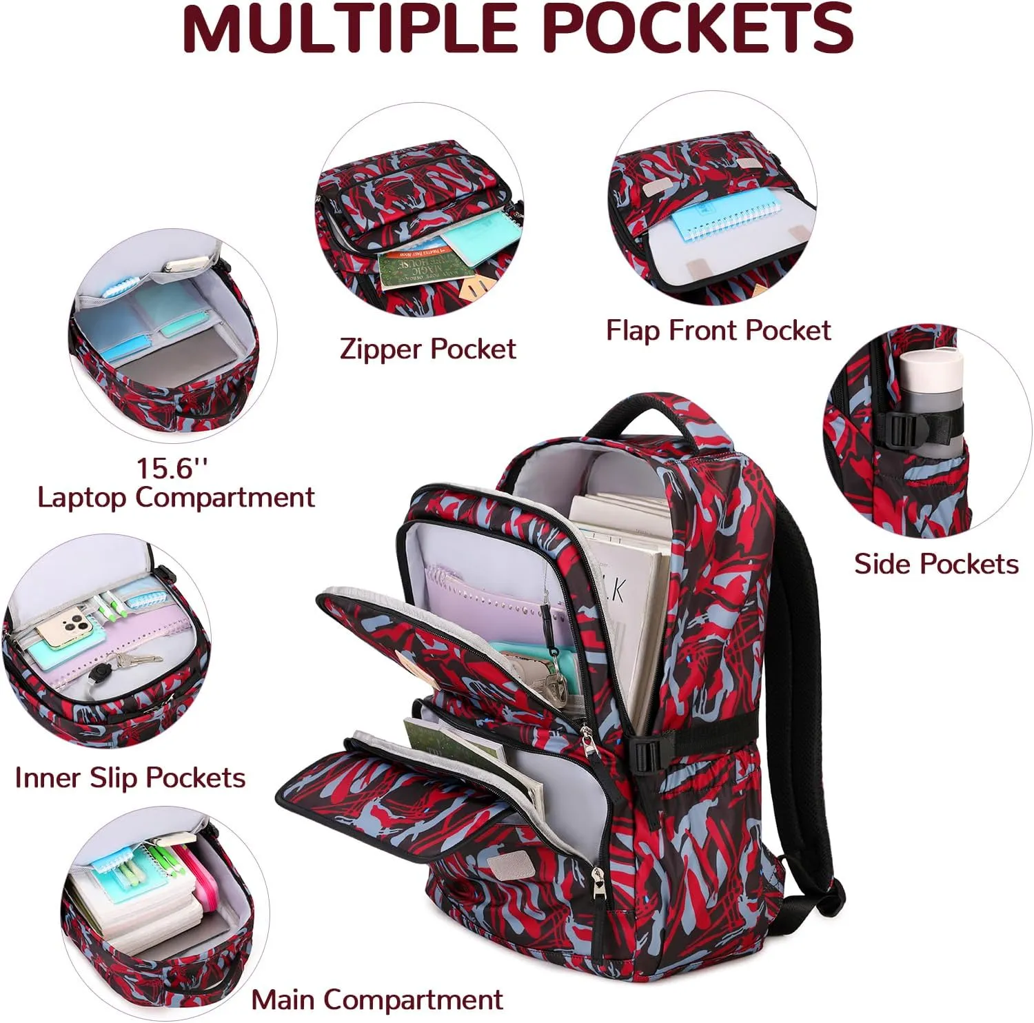 MOONBABY Kids Backpack for Boys School Bookbag with Pencil Case for Elementary Primary Middle School, Red