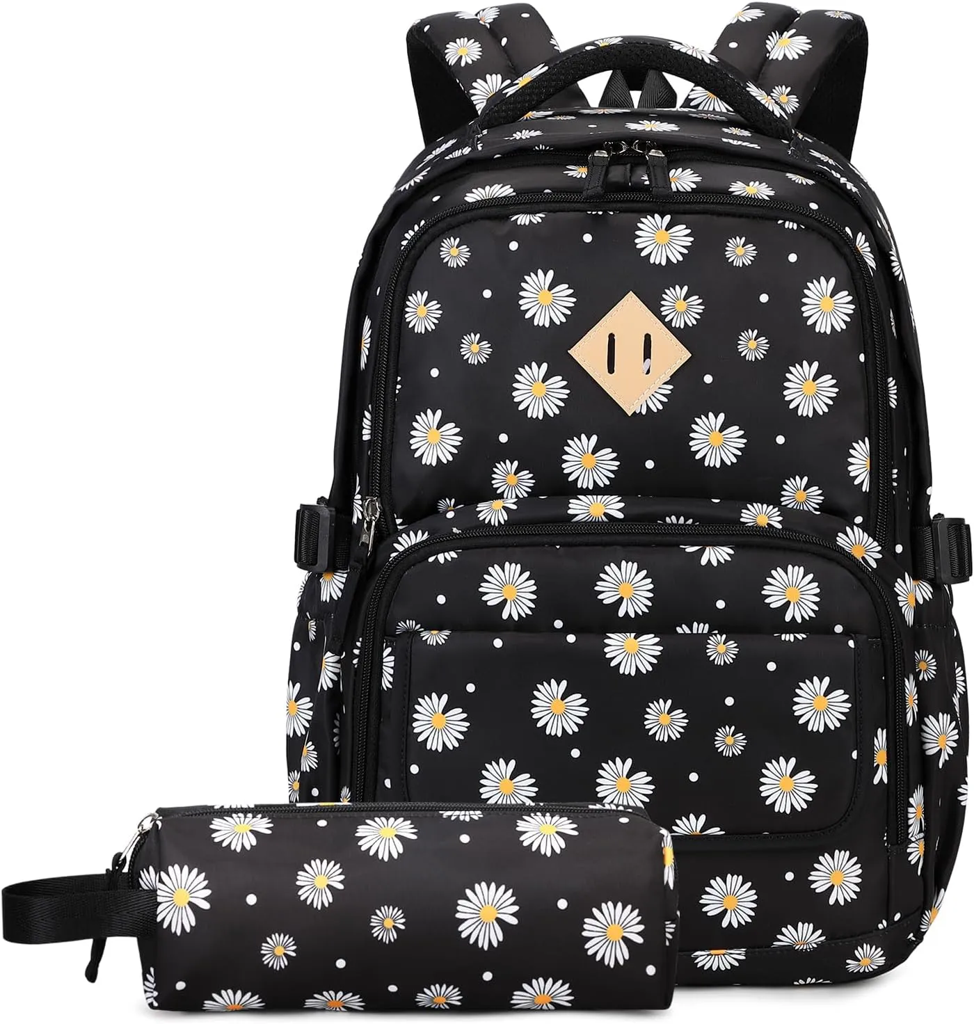 MOONBABY Kids Backpacks for Girls School Bookbag with Pencil Case for Elementary Primary Middle School, Daisy Backpack