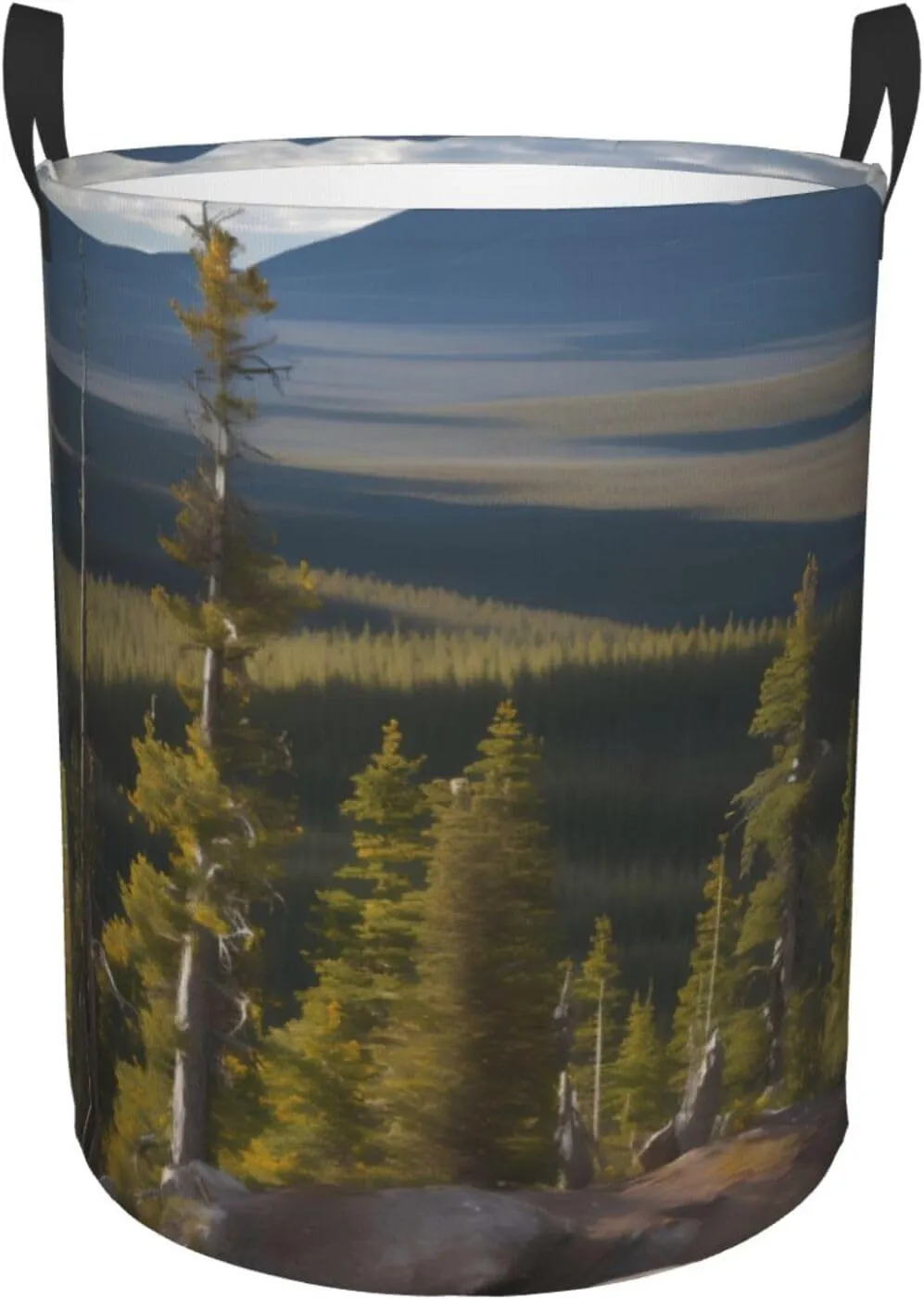 Moose Mountain Pine Tree Large Laundry Hampers, Collapsible Tall Clothes Baskets, Washing Bag For Bathroom, Bedrooms
