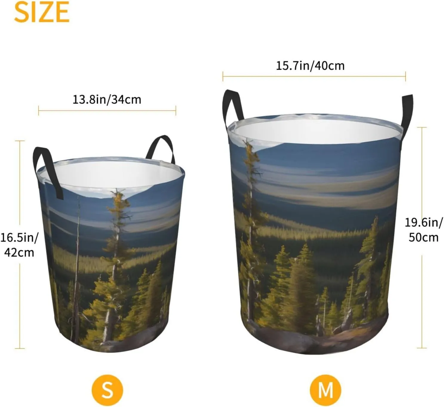 Moose Mountain Pine Tree Large Laundry Hampers, Collapsible Tall Clothes Baskets, Washing Bag For Bathroom, Bedrooms