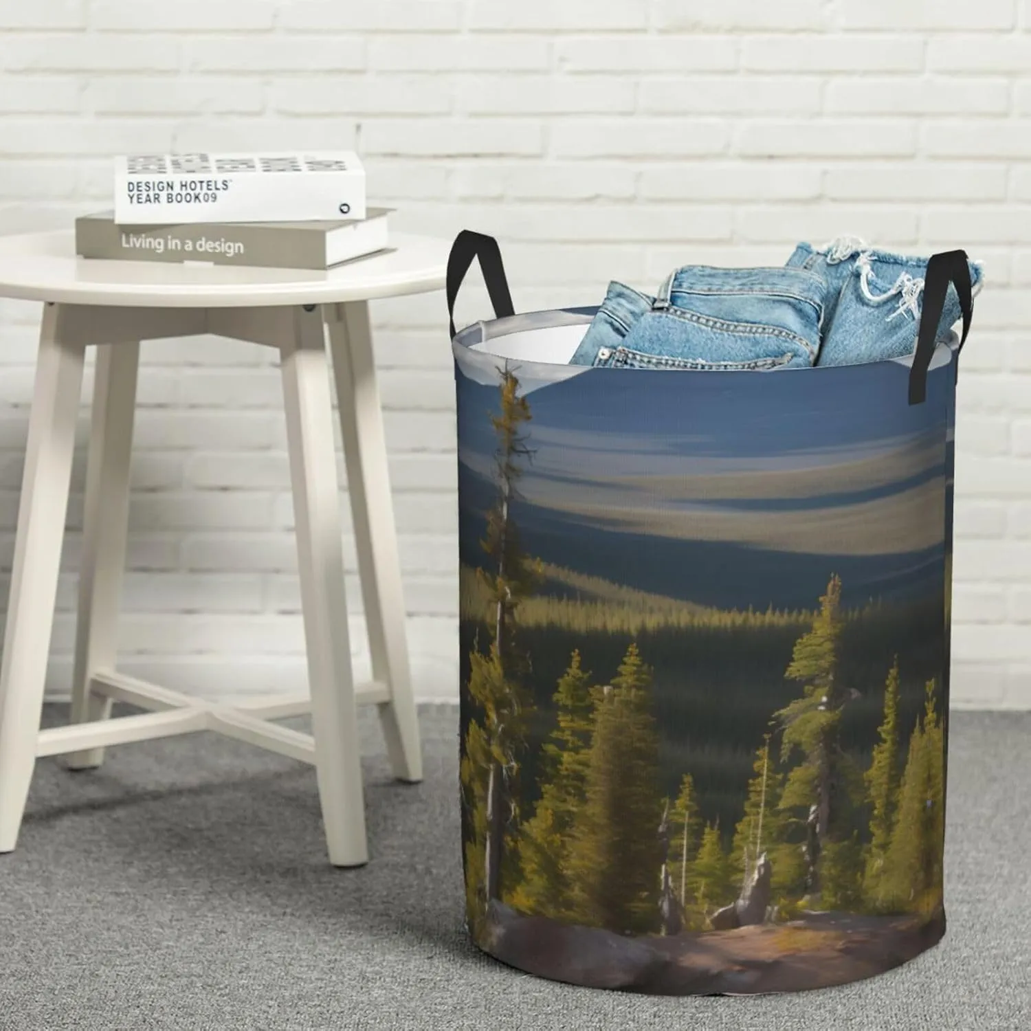Moose Mountain Pine Tree Large Laundry Hampers, Collapsible Tall Clothes Baskets, Washing Bag For Bathroom, Bedrooms
