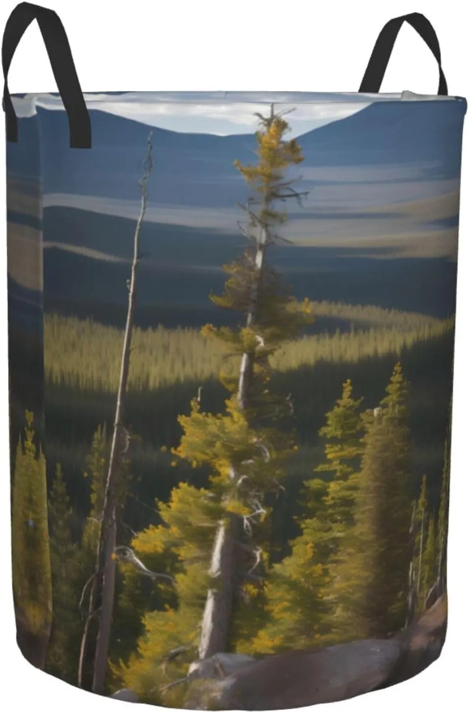 Moose Mountain Pine Tree Large Laundry Hampers, Collapsible Tall Clothes Baskets, Washing Bag For Bathroom, Bedrooms