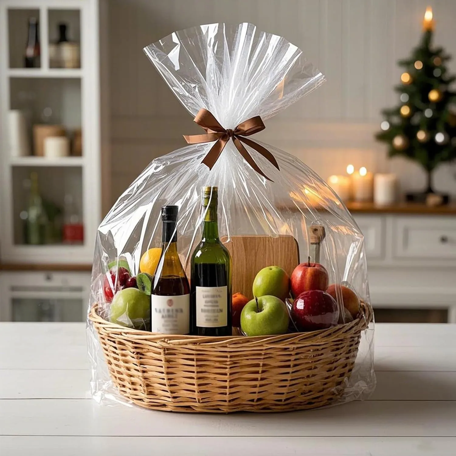 Morepack Large Cello/Cellophane Bags,30x 40 Inches Clear Basket Bags OPP Plastic Cellophane Wrap for Gift Baskets Packaging 10 Pieces