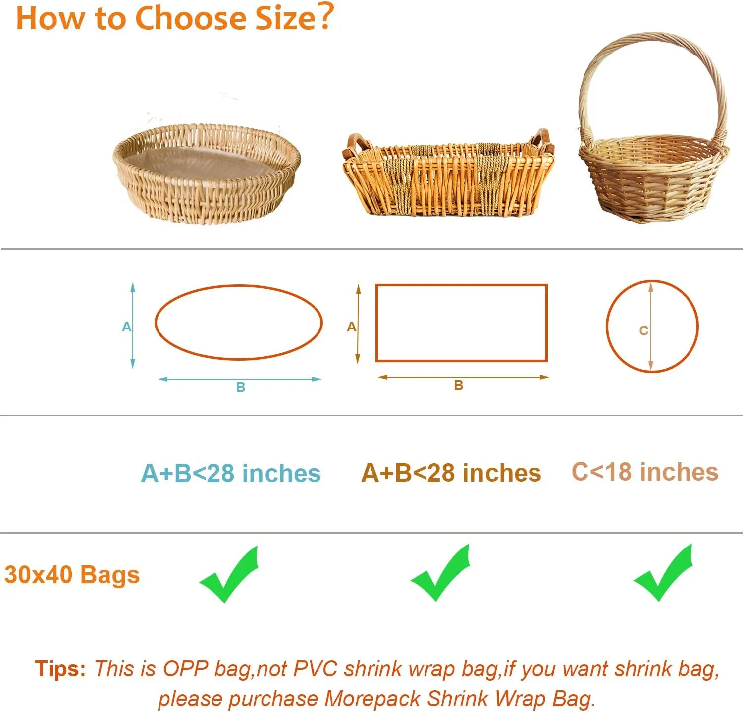 Morepack Large Cello/Cellophane Bags,30x 40 Inches Clear Basket Bags OPP Plastic Cellophane Wrap for Gift Baskets Packaging 10 Pieces