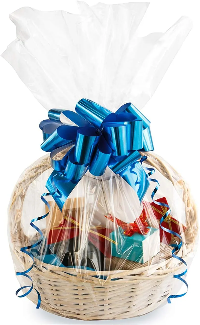 Morepack Large Cello/Cellophane Bags,30x 40 Inches Clear Basket Bags OPP Plastic Cellophane Wrap for Gift Baskets Packaging 10 Pieces