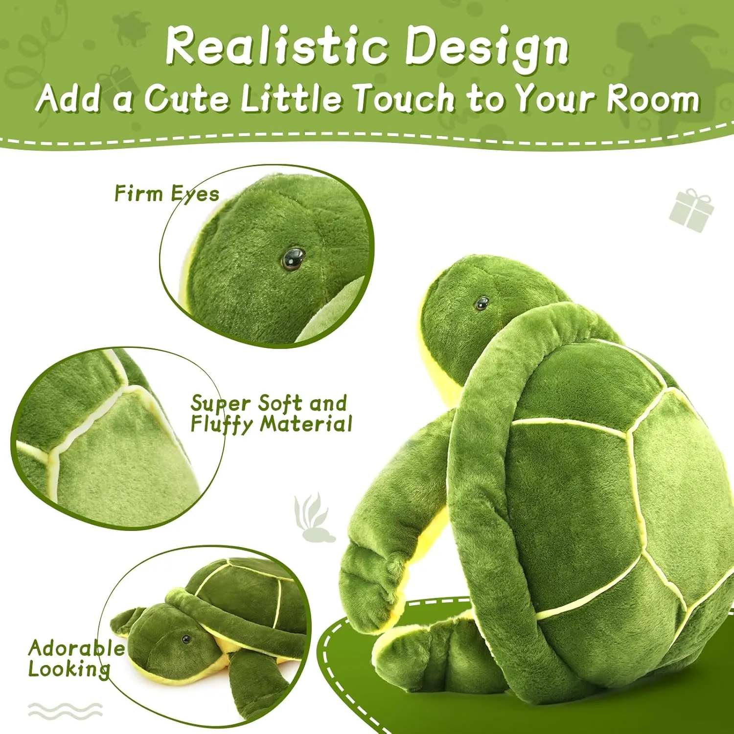 MorisMos Giant Turtle Stuffed Animal 33 inch, Green Stuffed Turtle Plush Toy for Kids Children Boys Girls on Birthday