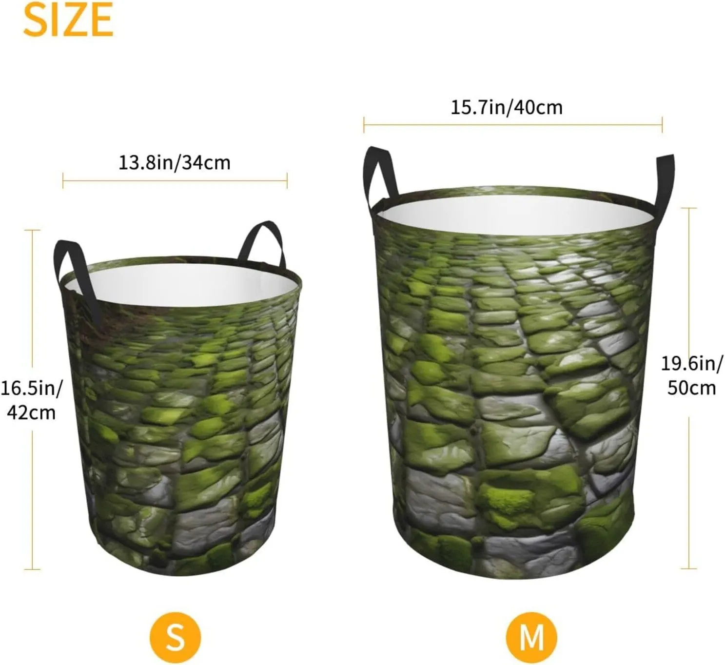 Moss Stone Pavement Large Laundry Hampers, Collapsible Tall Clothes Baskets, Washing Bag For Bathroom, Bedrooms