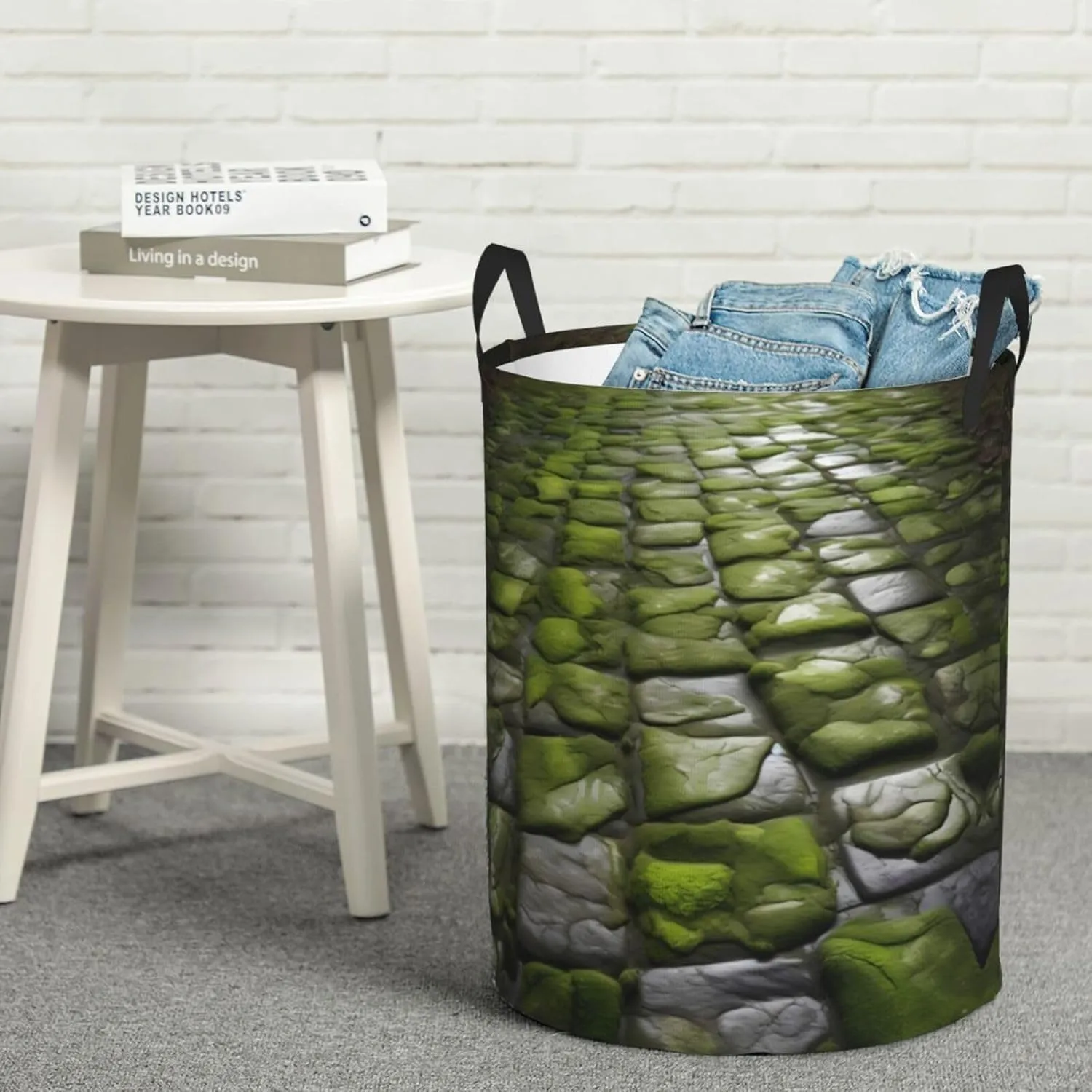 Moss Stone Pavement Large Laundry Hampers, Collapsible Tall Clothes Baskets, Washing Bag For Bathroom, Bedrooms