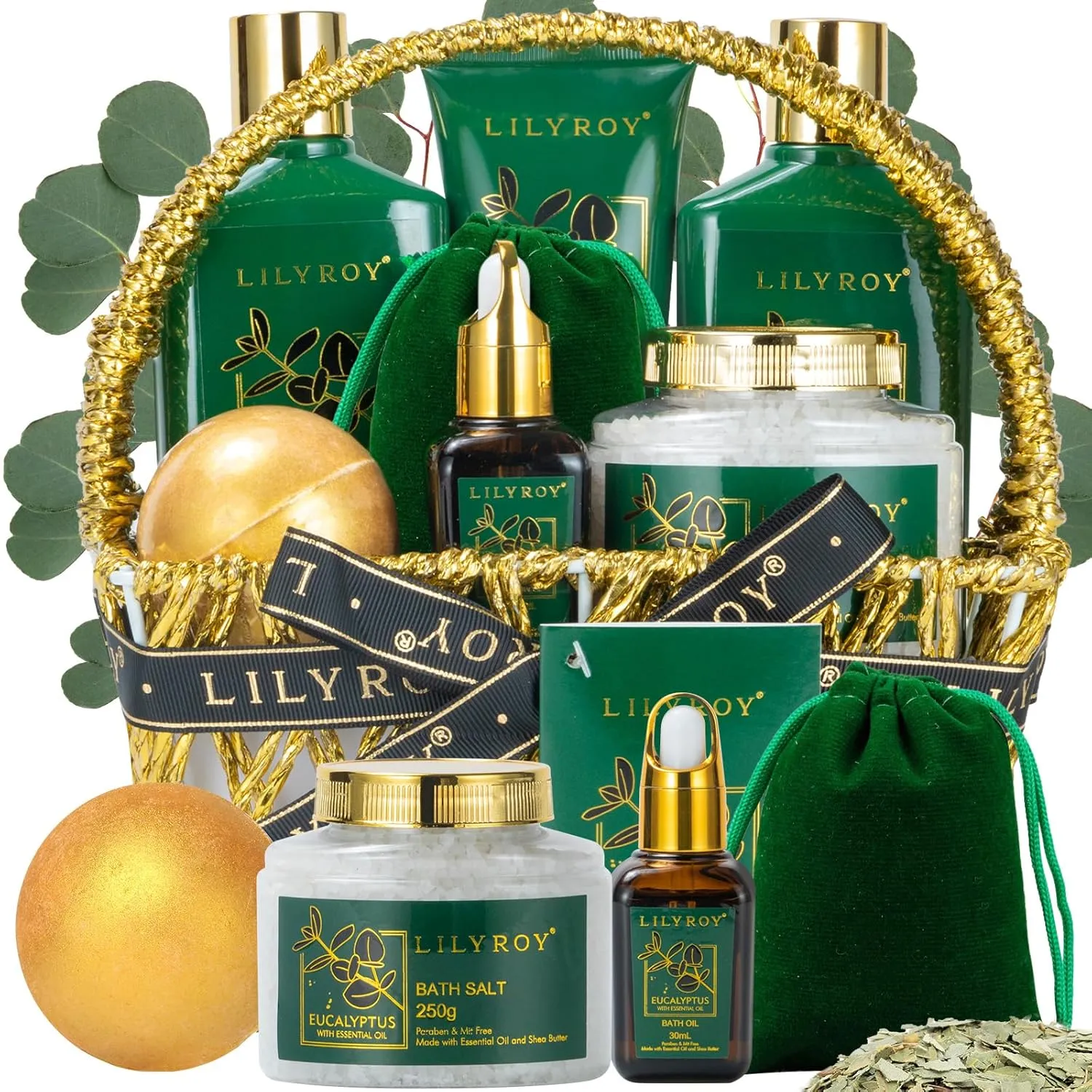 Mothers Day Spa Gift Basket for Women 9 Pieces Premium Eucalyptus Bath & Body Care Kit for Women & Men, Holiday Gift for Christmas, Valentine's Day, Father's Day, Birthday with Shower Gel & More