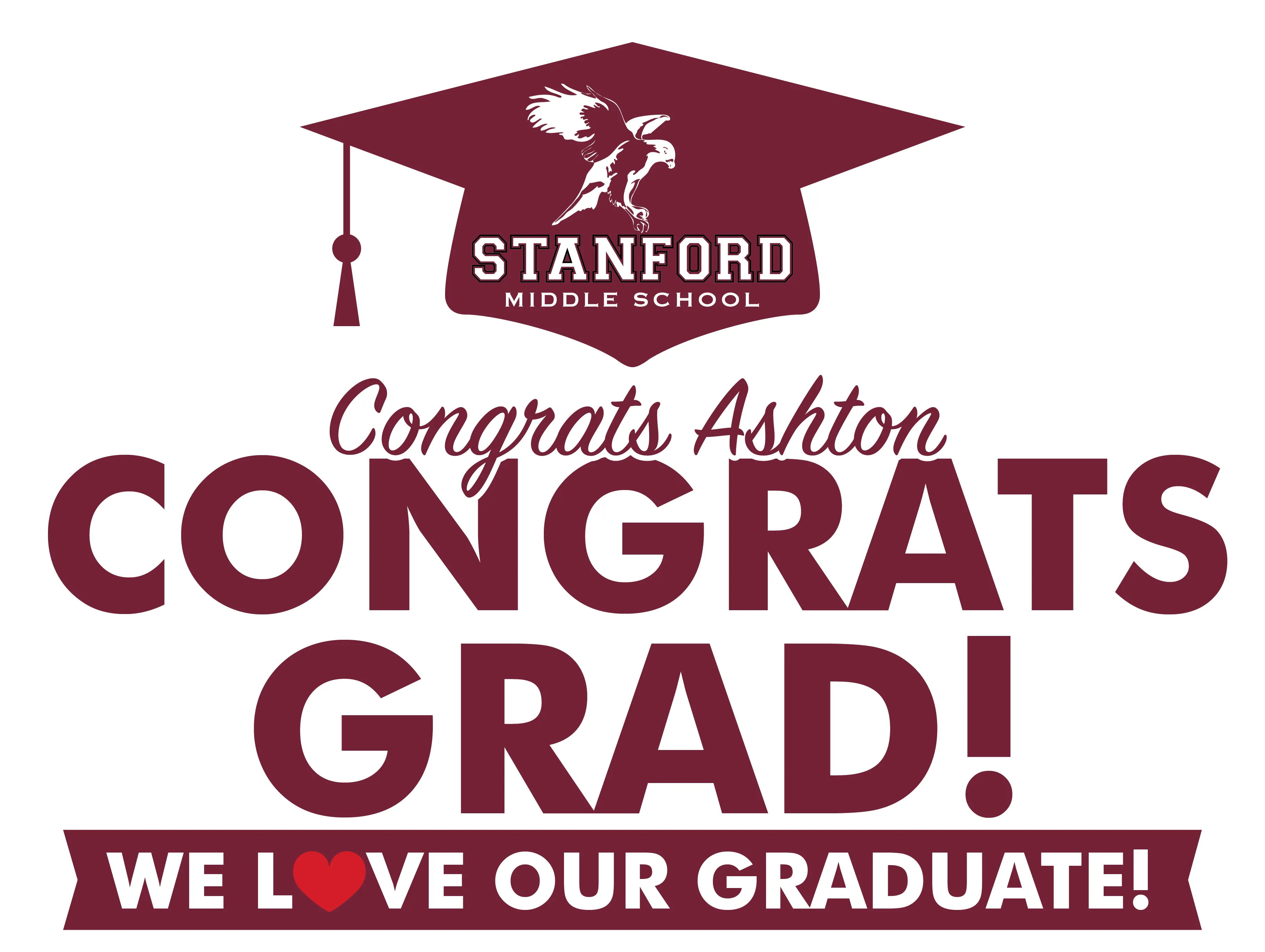 MS Option 4: Grad Sign "Congrats Grad" with Student Name