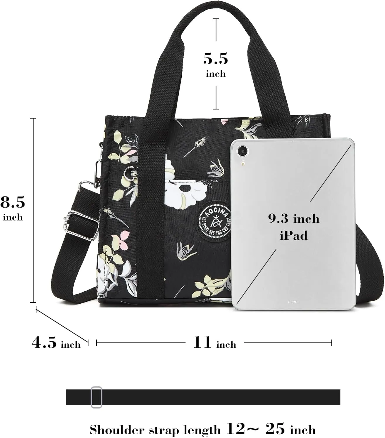 Multi-Pocket Tote Bag for Women with Zipper Lightweight Crossbody Shoulder Bag for Work Travel Nurse College Gift
