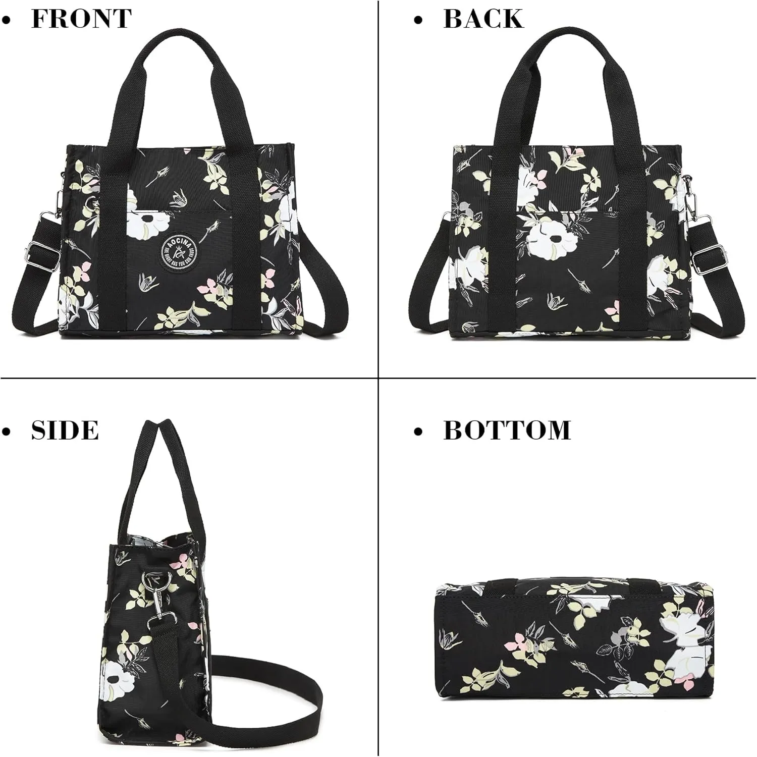 Multi-Pocket Tote Bag for Women with Zipper Lightweight Crossbody Shoulder Bag for Work Travel Nurse College Gift