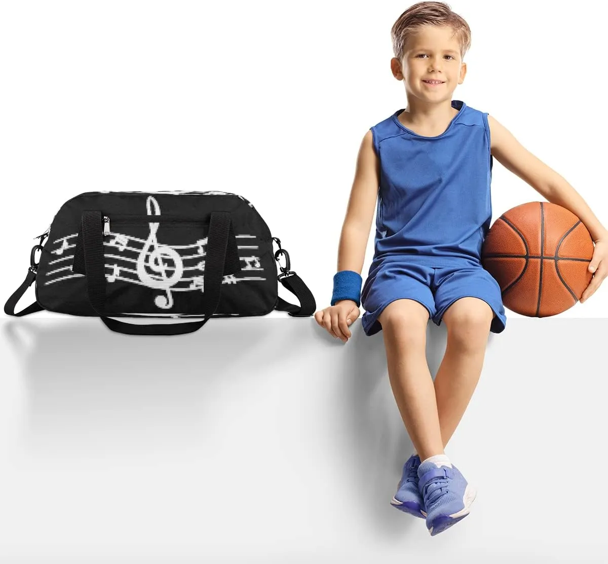 Music Notes Kids Duffel Bag for Girls Boys Teens, Music Pixel Wind Dance Bag Overnight Small Duffel Bag Carry On Weekend Sports Gym Travel Bag for School Practice Gymnastics Ballet