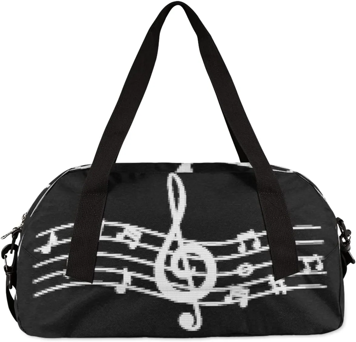 Music Notes Kids Duffel Bag for Girls Boys Teens, Music Pixel Wind Dance Bag Overnight Small Duffel Bag Carry On Weekend Sports Gym Travel Bag for School Practice Gymnastics Ballet