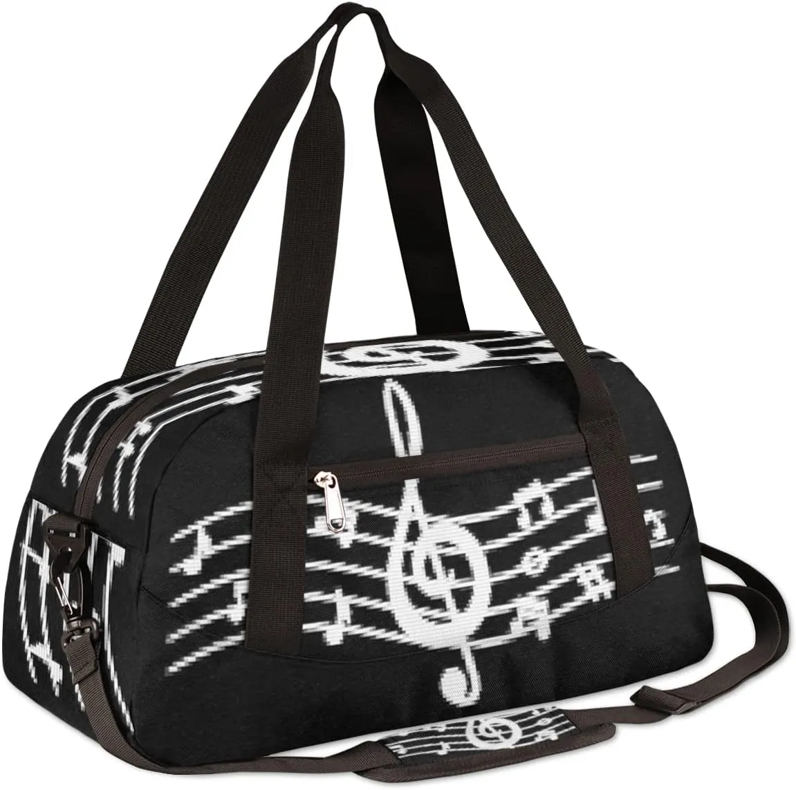 Music Notes Kids Duffel Bag for Girls Boys Teens, Music Pixel Wind Dance Bag Overnight Small Duffel Bag Carry On Weekend Sports Gym Travel Bag for School Practice Gymnastics Ballet