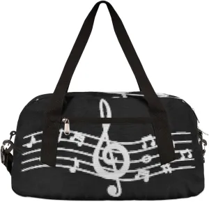 Music Notes Kids Duffel Bag for Girls Boys Teens, Music Pixel Wind Dance Bag Overnight Small Duffel Bag Carry On Weekend Sports Gym Travel Bag for School Practice Gymnastics Ballet