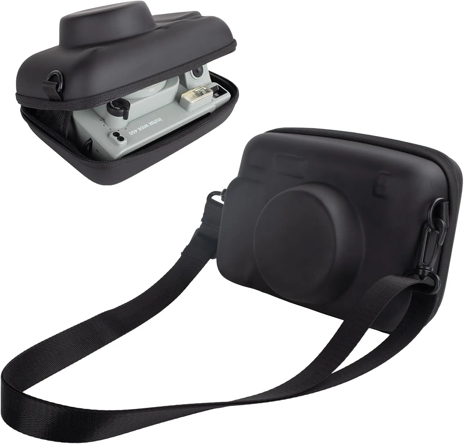 MUZIRI KINOKOO Protective Case for Instax WIDE 400/210/300 Lomo'Instant Wide Camera, EVA Hard Shell Case Organizer Bag for WIDE 400 210 300 LOMO Camera with Adjustable Shoulder Strap - Black
