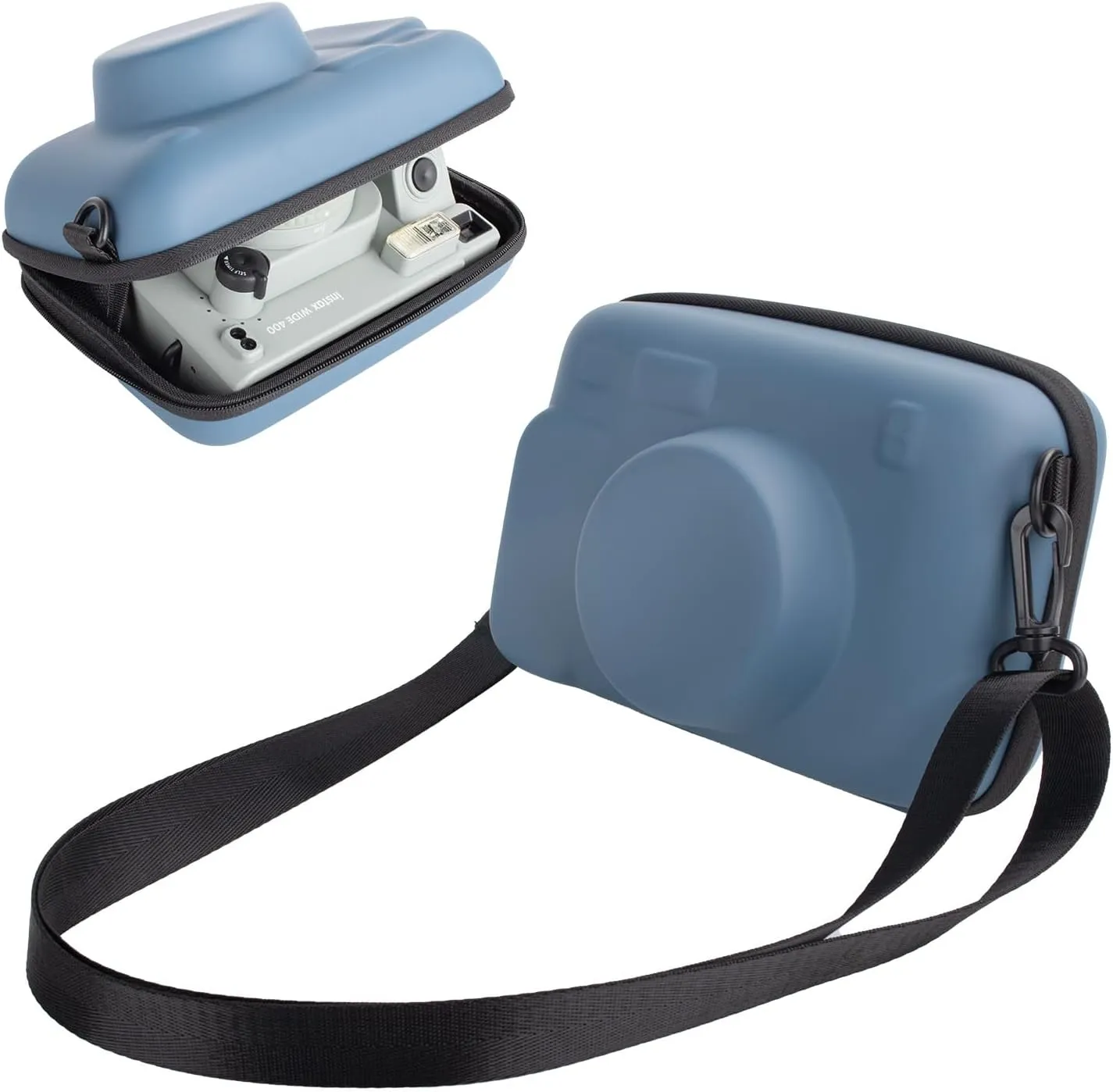 MUZIRI KINOKOO Protective Case for Instax WIDE 400/210/300 Lomo'Instant Wide Camera, EVA Hard Shell Case Organizer Bag for WIDE 400 210 300 LOMO Camera with Adjustable Shoulder Strap - Blue