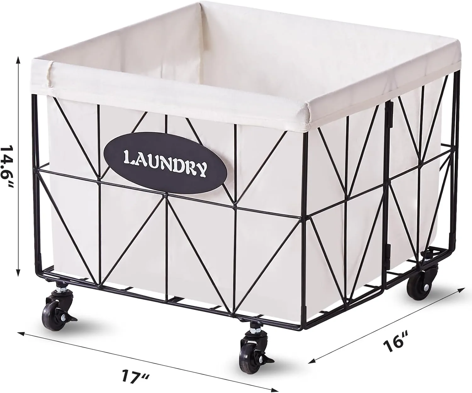 Mxfurhawa Collapsible Laundry Hamper with Wheels, 65L Capacity and Removable Liner, Sturdy Metal Frame for Clothes Storage and Transport - Convenient Laundry Basket for Home Use (65L-LE-Black)