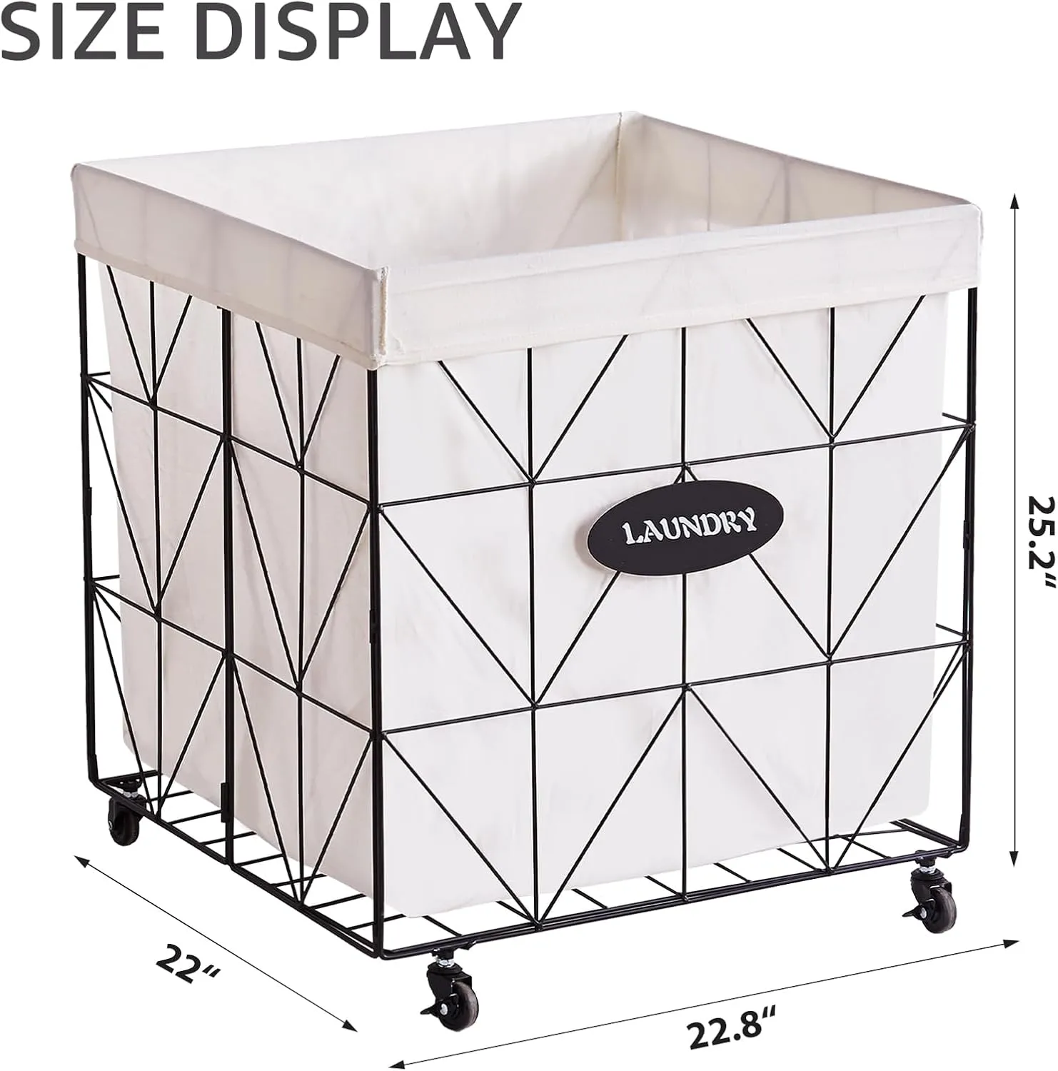 Mxfurhawa Laundry Hamper,Collapsible Laundry Basket Large Capacity Metal Laundry Hamper with Removable Liner, Rolling Wheels and Collapsible Design for Clothes Storage and Organization (210L BLACK)