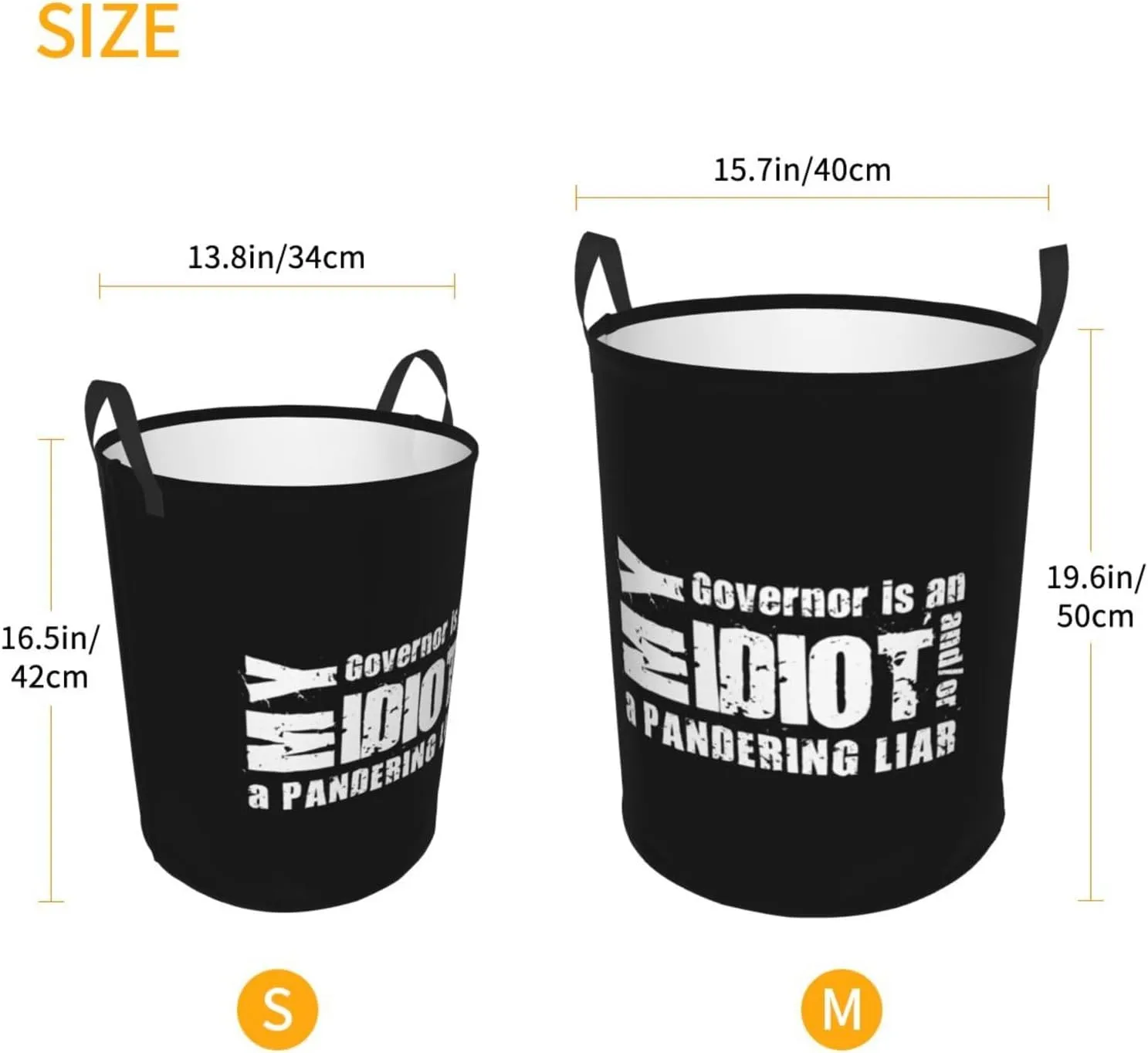 My Governor is an Idiot Laundry Hamper Round Large Capacity Laundry Basket, For Bedroom, Bathroom, Dorm, Laundry Room