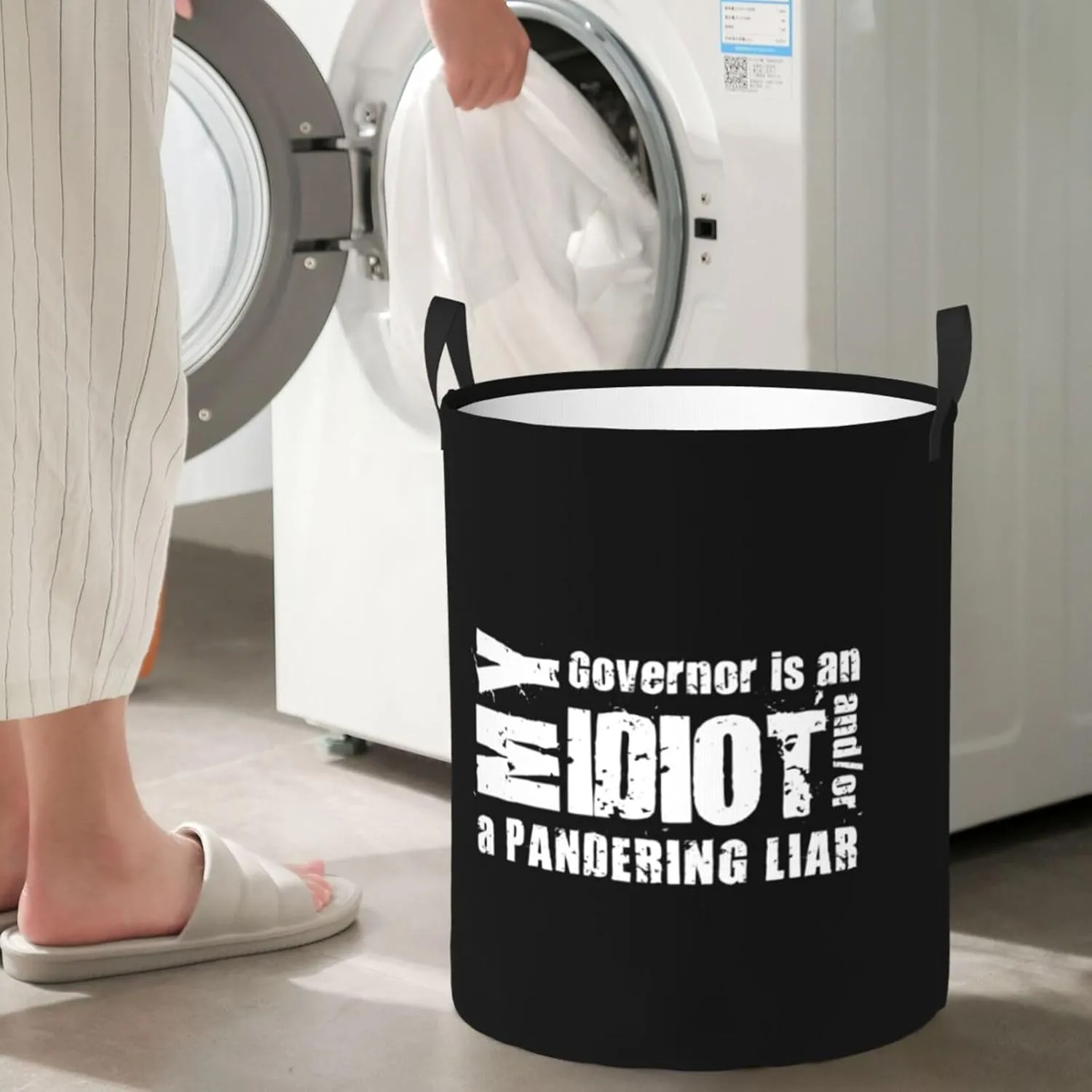My Governor is an Idiot Laundry Hamper Round Large Capacity Laundry Basket, For Bedroom, Bathroom, Dorm, Laundry Room
