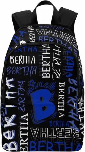 MyPupSocks Custom Backpack for Kids, Personalized Black & Blue Initial Name Logo Bag Schoolbag Casual Daypack Customized Name Travel Laptop Bag Backpack for Daughter Son Teens Travel Picnic